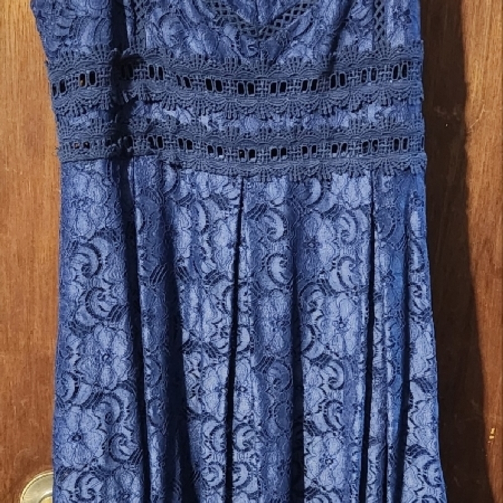 Elegant Navy Lace Dress